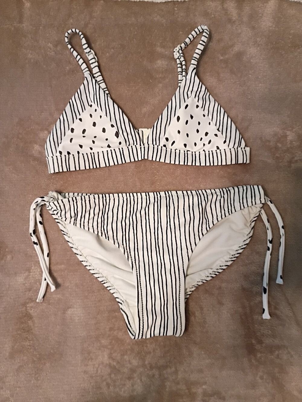 Seafolly Girls Polka Dot & Stripes Two-Piece Swimsuit - Size 8